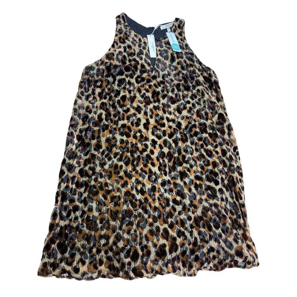 Lavender Brown Stitch Fix Leopard Print‎ Keyhole Detail Shift Dress Large NWT